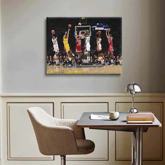 Basketball Legends Canvas Wall Art Print Poster, Iconic Sports Stars Shooting - Image 8