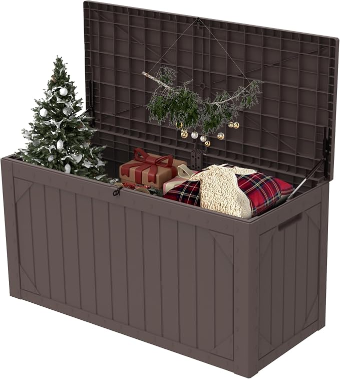 100 Gallon Outdoor Storage Box Waterproof, Lockable Resin Deck Box Patio - Image 5
