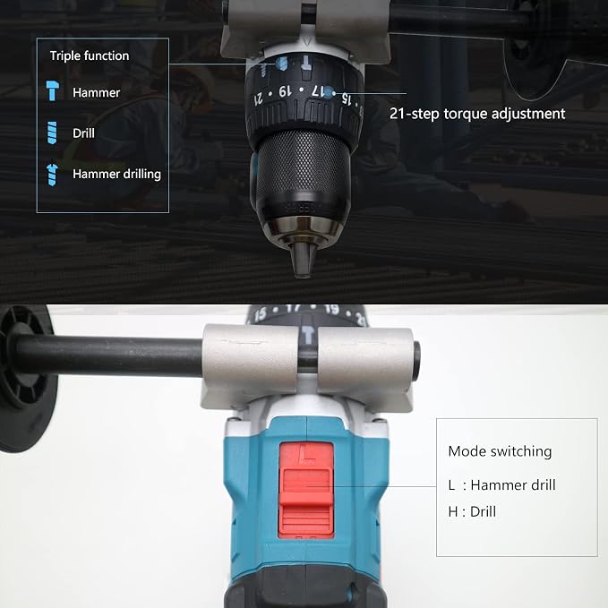 Vikky 20V cordless hammer/drill/drive offers 3 speed variations, powered by - Image 3