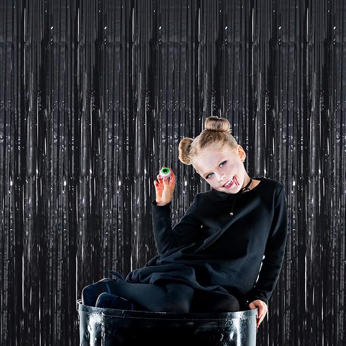 GOER 3.2 ft x 9.8 ft Metallic Tinsel Foil Fringe Curtains Party Photo Backdrop - Image 5