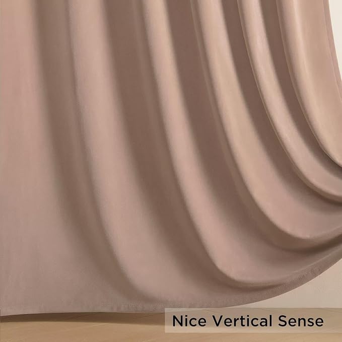 Joydeco Velvet Curtains Rose Beige Blackout Curtains Thermal Insulated 102 - Image 7