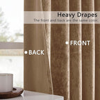 SMILETIME Amber Beige Crushed Velvet Curtains 52x90 inch Luxurious Thermal - Image 3
