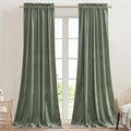 StangH Sage Green Nursery Curtains 90 inches Long Living Room Velvet Thermal by StangH