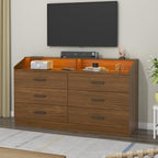 6 Drawer Dresser with Power Outlet, Chest of Drawers with LED Light, Modern - Image 7