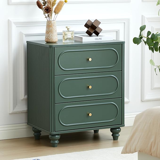 3 Drawer Fluted Dresser for Bedroom, Mid Century Modern Chest of Drawers by ORRD