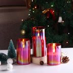 Eywamage Red Glass Flameless Pillar Candles - Image 8