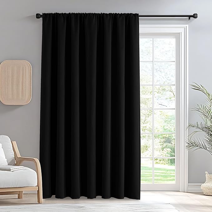 Blackout Curtains for Bedroom 1 Panel, Custom Curtains Thermal Insulated Black by IGEMAEVE