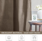 StangH Taupe Velvet Room Darkening Curtains Premium Soft Thermal Insulated - Image 4