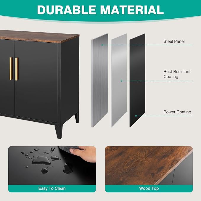 SISESOL Black Storage Cabinet - Image 8