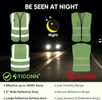 TICONN Reflective Safety Vest High Visibility Class II Mesh Vest - Image 3