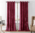SMILETIME Burgundy Red Crushed Velvet Curtains 52x96 inch Luxurious Thermal by SMILETIME
