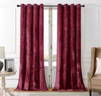SMILETIME Burgundy Red Crushed Velvet Curtains 52x96 inch Luxurious Thermal by SMILETIME