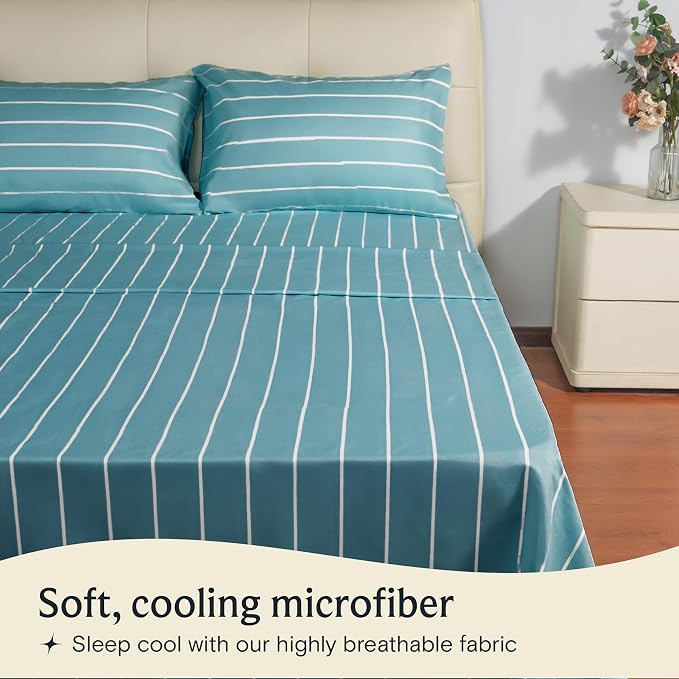 LuxClub 4 PC Queen Sheet Set, Deep Pockets Wrinkle Free Cooling Bed Sheets - Image 3