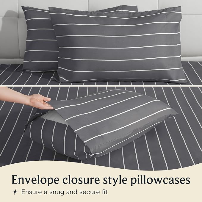 LuxClub 4 PC Full Sheet Set, Deep Pockets Wrinkle Free Cooling Bed Sheets Hotel - Image 4