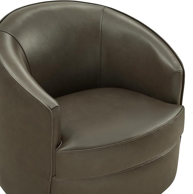 CHITA Genuine Leather Swivel Barrel Chair, Modern Comfy FSC Certified - Image 6