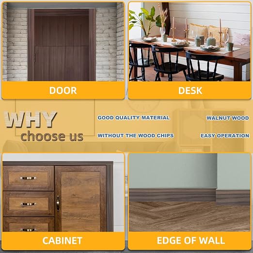 GSCIT Club Walnut Wallpaper, 2.4 inch X 100ft Self Adhesive Wood Grain Repair - Image 5