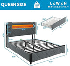 Queen Upholstered LED Bed Frame - Image 2
