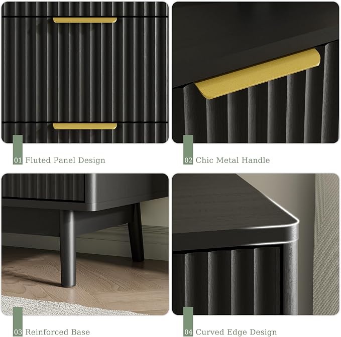 LYNSOM Fluted 8 Drawer Dresser for Bedroom, Wood Dresser TV Stand & Storage - Image 4