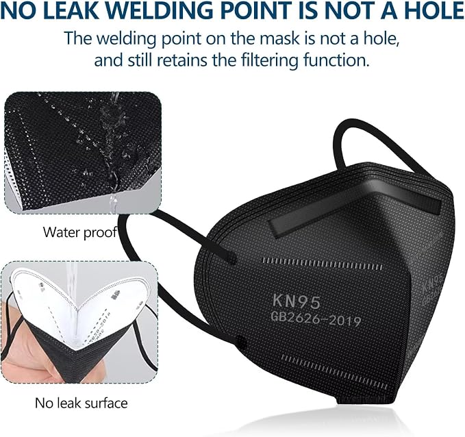 50PCS KN95 Face Masks Black 5 Layer Cup Dust Safety Filter Efficiency≥95% - Image 5