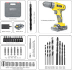 Jar-Owl 21V Cordless Drill Set, 0-1350RMP Variable Speed, 350 in-lb Torque - Image 3