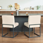 Beige Faux Leather Dining Chairs Set of 4, Mid-Century Modern Dining Room Chairs - Image 6