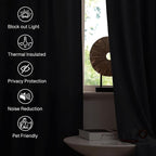 StangH Black Blackout Curtains 105 inches Premium Velvet Thermal Insulated - Image 6