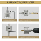 12Pcs TCT Hole Saw Kit for Hard Metal, 5/8" to 2-1/8”Inch Tungsten Carbide - Image 4