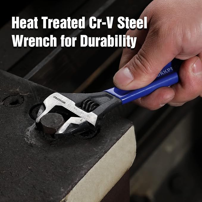 WORKPRO 6-Inch Adjustable Wrench, Wide Jaw Cr-V Steel Black Oxide Finish - Image 6