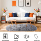 Noahas Fluffy Grey Rugs for Bedroom Living Room, 2.6'X5.3' Oval Throw Rug for - Image 5