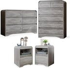 4 Pcs Bedroom Set, Dresser and Nightstand Sets, Modern Wooden Tall 6 Drawer by SOLACEFURNITURE