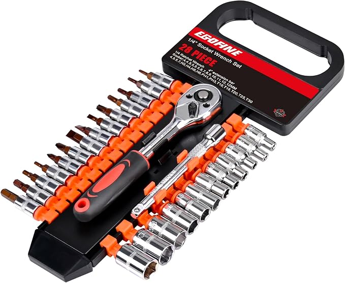 Egofine 28pcs 1/4 Inch Ratchet Socket Wrench Set, Drive Socket Set by Egofine