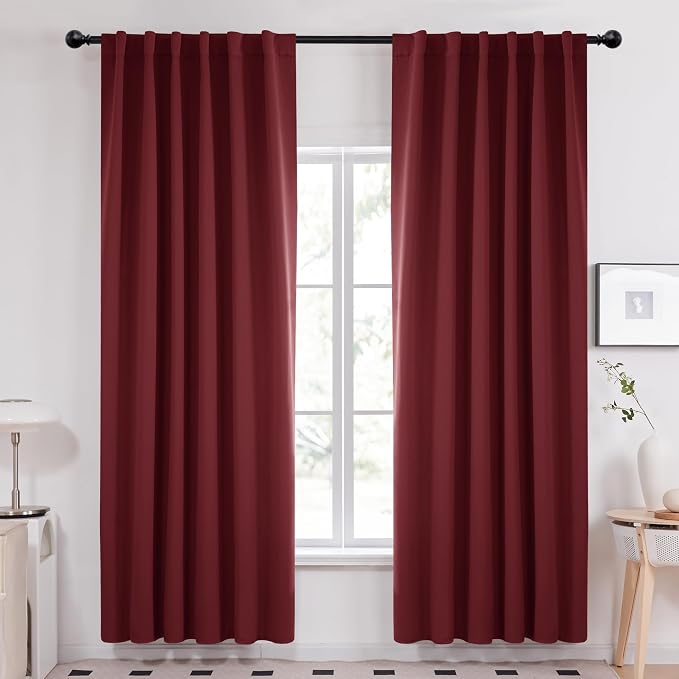 Deconovo Solid Rod Pocket and Back Tab Curtains Thermal Insulated Christmas by Deconovo