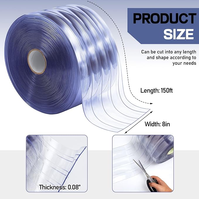 Moukeren Plastic Door Curtain for Winter 150 ft x 8 Inch Thermal Insulated - Image 2