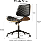 Home Office Desk Chair with Wheels, Armless Adjustable Height PU Leather Office - Image 2