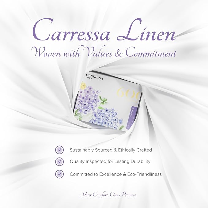 Carressa Linen Luxury Egyptian Cotton Queen Stripe Sheet Set, 600 Thread Count - Image 8