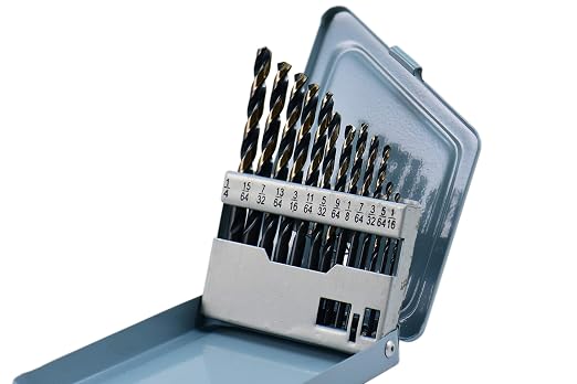 Shars 1/16-1/4" by 64ths 13 Pcs HSS Heavy Duty Black & Gold Finish Jobber Drill by Shars