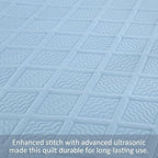 Yiran Ash Blue Quilt Set King Size, 3 Piece Reversible Bedspreads Bedding Set - Image 5