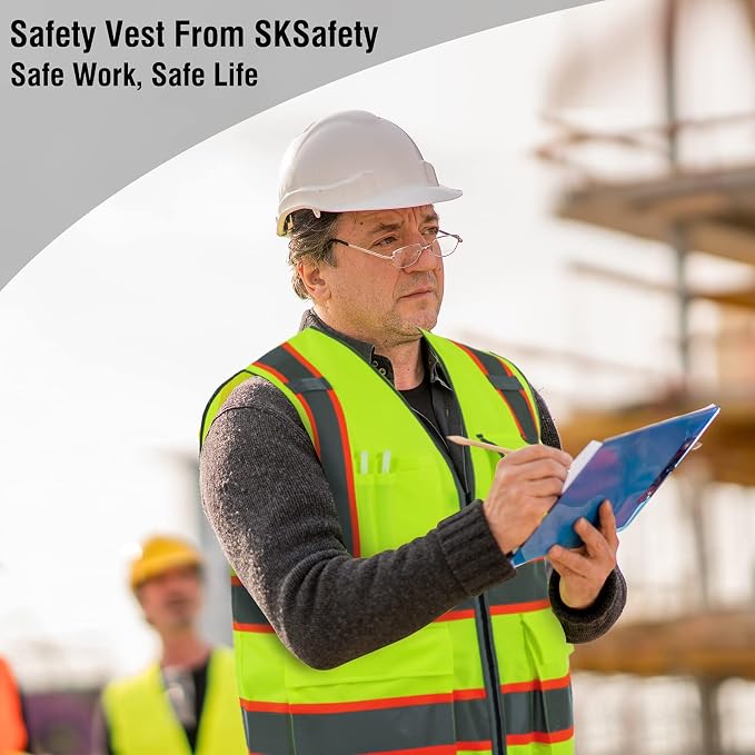SKSAFETY 10 Pockets Safety Vest, Class 2 High Visibility Security - Image 9