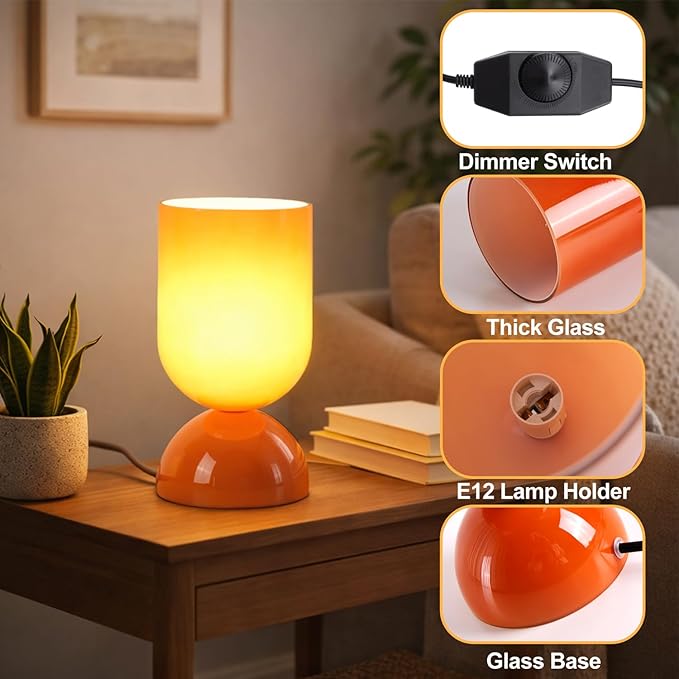 8.9" Modern Glass Table Lamp for Living Room, Dimmable Desk Lamps for Bedroom - Image 3