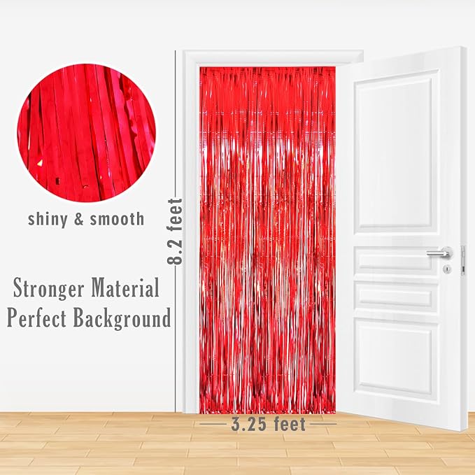 GOER 3.2 ft x 8.2 ft Metallic Tinsel Foil Fringe Curtains Party Photo Backdrop - Image 2