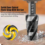 Four Spiral Flute Step Drill Bit, HSS Step Drill Bits Unibit Step Drill Bit - Image 4