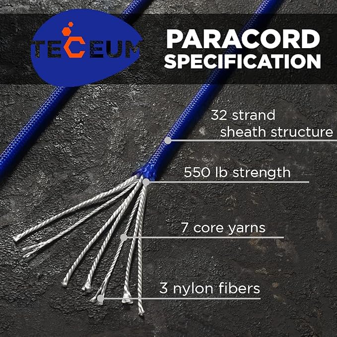 TECEUM 5/32" Paracord Rope 1000 – 1000ft / 200ft / 100ft / 50ft – Tactical - Image 2