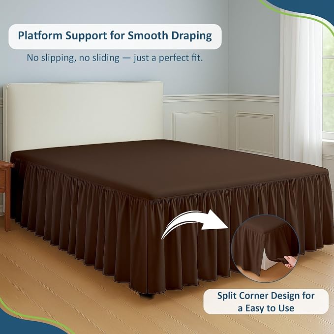 Rajlinen Ruffled Bed Skirt Queen, 24 Inch Drop Dust Ruffle - Image 5