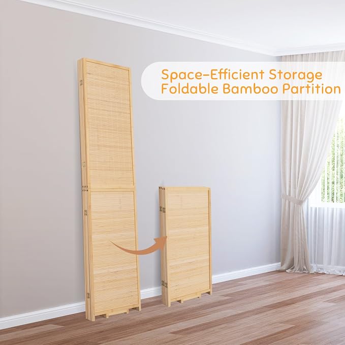 Bamboo Room Divider Folding Privacy Screens, Wall Divider - Image 8