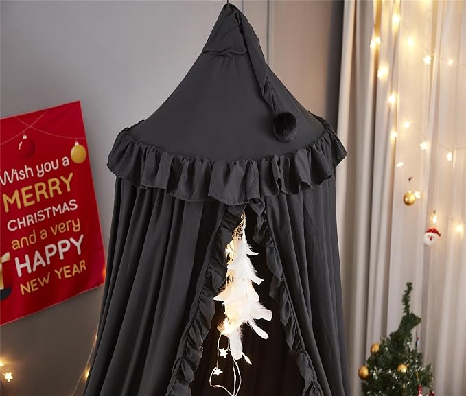 VETHIN Bed Canopy for Girls, Princess Round Dome Dreamy Mosquito Net Bedding - Image 5