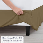 Queen Bed Skirt, Luxury 18 Inch Drop Taupe Pleated Bed Skirt, Double Brushed - Image 5