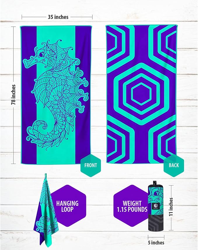 VENTURE 4TH Microfiber Beach Towel: Quick-Dry, Sandproof and Lightweight - Image 6