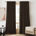 RYB HOME Brown Velvet Curtains 96 inches, Back Tab Soft Fabric Room Darkening by RYBHOME