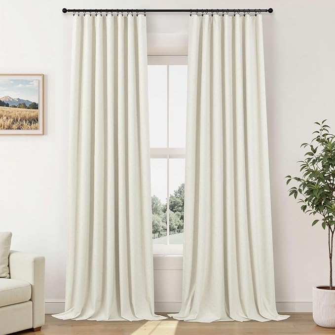 Pitalk Cream Blackout Curtains and Drapes 48 Inch Long Faux Linen Privacy RV - Image 9