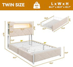 Twin Upholstered LED Bed Frame - Image 2
